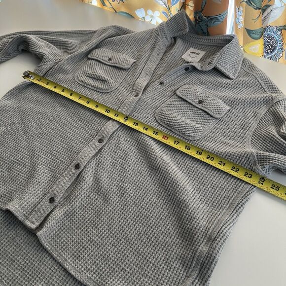 Aerie Lumberjane Cabincore Waffle Knit Button Down Oversized Shirt Women XS Gray - Picture 6 of 7